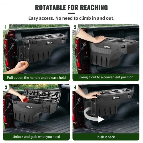 VEVOR Sunkvežimio kėbulo daiktadėžė, juoda, ABS, 25 l, Dodge Ram 1500 2019-2021, vairuotojo pusė