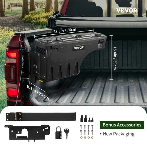VEVOR Sunkvežimio kėbulo daiktadėžė, juoda, ABS, 25 l, Dodge Ram 1500 2019-2021, vairuotojo pusė