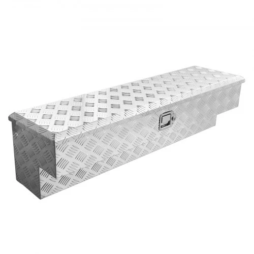 Koduva VEVOR sunkvežimio kėbulo įrankių dėžė, aliumininė, su raštu, su užraktu ir raktu, 1219 x 340 x 330 mm, sidabrinė