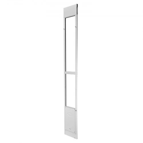 Koduva VEVOR šuns durys slankiojamoms stiklo durims, reguliuojamas aukštis 2311–2439 mm, aliuminio lydinio rėmas, 260,4 x 412,8 mm