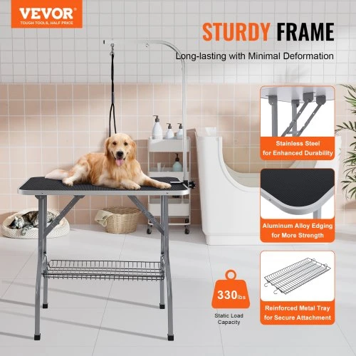 Koduva VEVOR šunų priežiūros stalas su prispaudžiama rankena, 915 x 610 mm, sulankstomas, modelis GT-210S