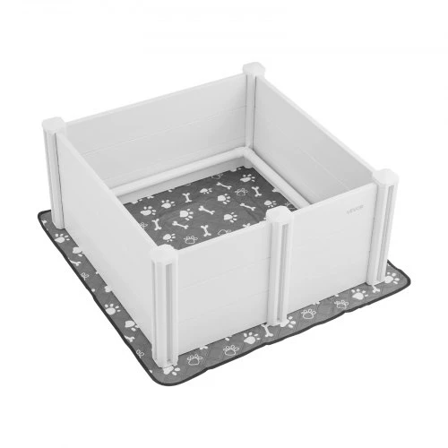 VEVOR Šunų šuniavimosi dėžė, 38,6 x 38,6 x 18,1 col., PVC plastikas, reguliuojamos aukščio durys, plaunamas kilimėlis, pieno balta