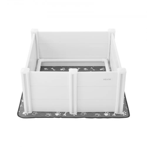 VEVOR Šunų šuniavimosi dėžė, 38,6 x 38,6 x 18,1 col., PVC plastikas, reguliuojamos aukščio durys, plaunamas kilimėlis, pieno balta