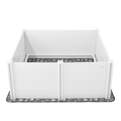Koduva VEVOR šunų vados dėžė, 1520 x 1520 x 610 mm, PVC plastikas, reguliuojamo aukščio durys, plaunamas kilimėlis, pieno baltumo