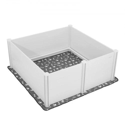 Koduva VEVOR šunų vados dėžė, 1520 x 1520 x 610 mm, PVC plastikas, reguliuojamo aukščio durys, plaunamas kilimėlis, pieno baltumo