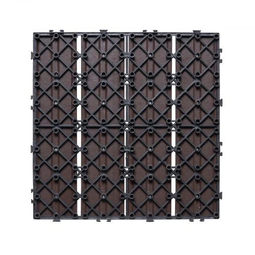 VEVOR Susijungiančios terasos plytelės, plastiko ir medienos kompozitas, 27 vnt., 12"x12", tamsiai rudos