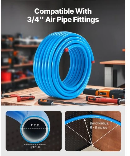 VEVOR Suslėgto oro linijos rinkinys, 100FT x 3/4", HDPE ir aliuminio, mėlynas