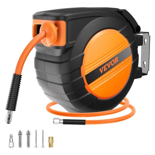 VEVOR Susukamas oro žarnos ritė, 3/8 col. x 50 pėdų, 300 PSI, su 5 pėdų įvadine žarna