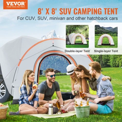 VEVOR SUV palapinė, 240 x 240 x 230 cm, pilka ir balta