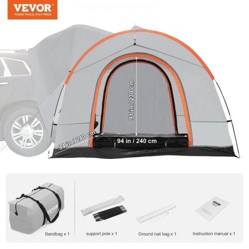 VEVOR SUV palapinė, 240 x 240 x 230 cm, pilka ir balta