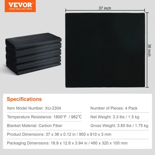 Koduva VEVOR suvirinimo kilimėlis 4 vnt., 950 x 910 x 3 mm, anglies pluoštas