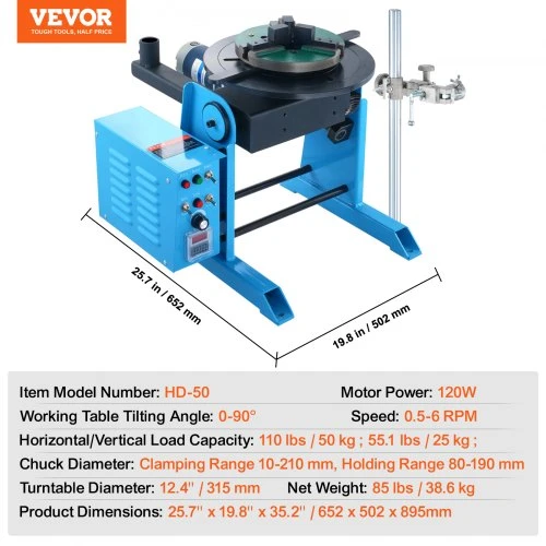 VEVOR Suvirinimo pozicionierius HD-50, 50 kg, 120 W, 315 mm