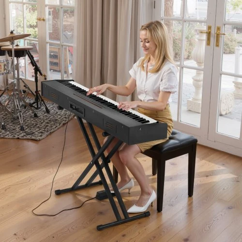 VEVOR Svertinis skaitmeninis pianinas, 88 klavišų, pilnai svertinė klaviatūra, belaidis ryšys, be stovo