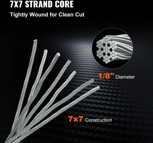 VEVOR T316 nerūdijančio plieno lynas 3,2 mm, 7x7, 15240 cm