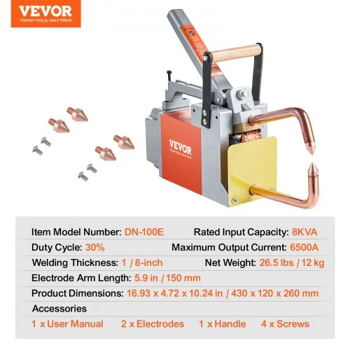Koduva VEVOR taškinis suvirinimo aparatas DN-100E, 430 x 120 x 260 mm