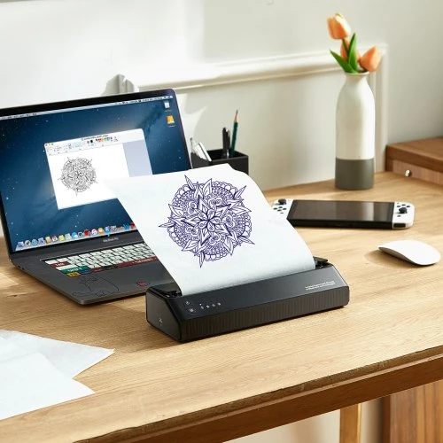 VEVOR Tatuiruotės trafareto spausdintuvas, belaidis Bluetooth, su 10 trafaretinių lapų
