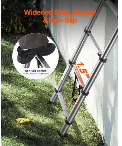 VEVOR Teleskopinės kopėčios MF-STL260, nerūdijantis plienas, 2540 mm, 9 pakopos