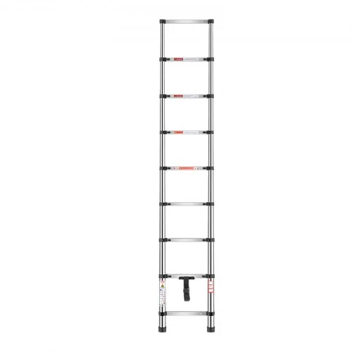 VEVOR Teleskopinės kopėčios MF-STL260, nerūdijantis plienas, 2540 mm, 9 pakopos