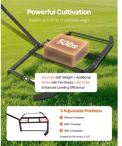 Koduva VEVOR tempiamas drag harrow, 74" pločio, Q235 plienas, su reguliuojamomis juostomis ir kaištiniu prikabinimu