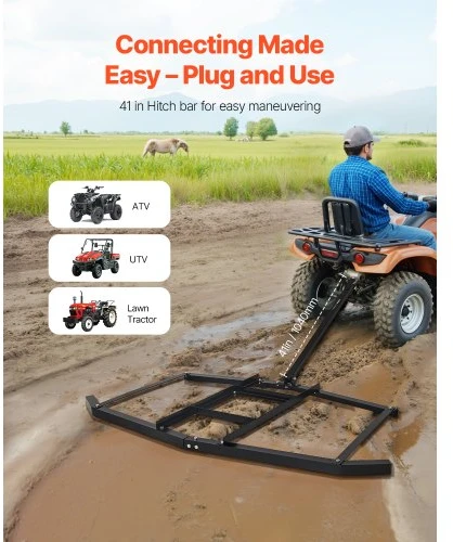 Koduva VEVOR tempiamas drag harrow, 74" pločio, Q235 plienas, su reguliuojamomis juostomis ir kaištiniu prikabinimu
