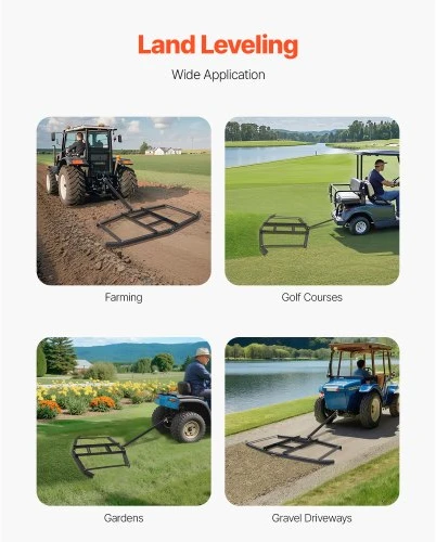 Koduva VEVOR tempiamas drag harrow, 74" pločio, Q235 plienas, su reguliuojamomis juostomis ir kaištiniu prikabinimu