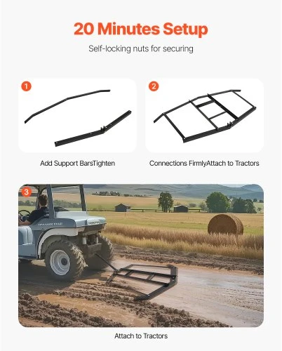 Koduva VEVOR tempiamas drag harrow, 74" pločio, Q235 plienas, su reguliuojamomis juostomis ir kaištiniu prikabinimu