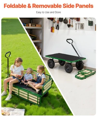 Koduva VEVOR tempiamas vaikų vežimėlis, 101 cm, sulankstoma medinė panelė, rankena, 250 kg, 25,4 cm visureigės padangos