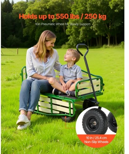 Koduva VEVOR tempiamas vaikų vežimėlis, 101 cm, sulankstoma medinė panelė, rankena, 250 kg, 25,4 cm visureigės padangos