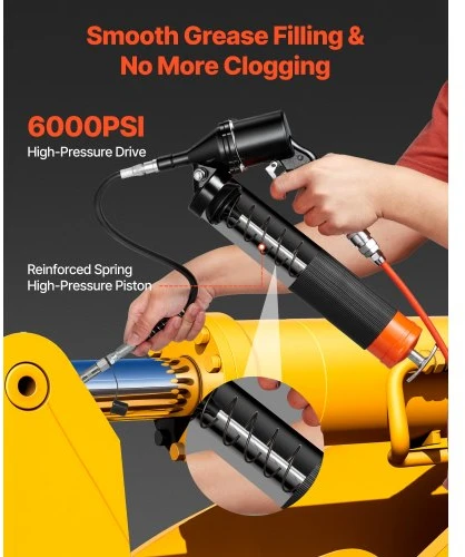 VEVOR Tepimo pistoletas, 6000 PSI, 0,4 L, su 45,7 cm lanksčia žarna, pailginamu standžiu vamzdeliu ir 2 plokščiais antgaliais