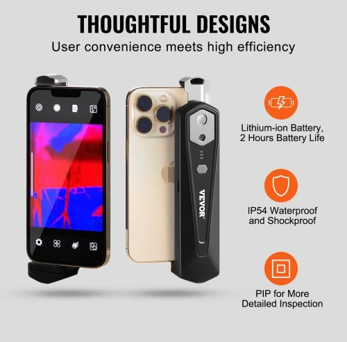 VEVOR Terminė kamera HT-W01 Android ir iOS, 256 x 192, WiFi, 25 Hz