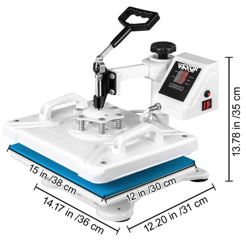Koduva VEVOR terminio spausdinimo presas 30,5 x 38,1 cm 5 in 1, 1250 W, baltas