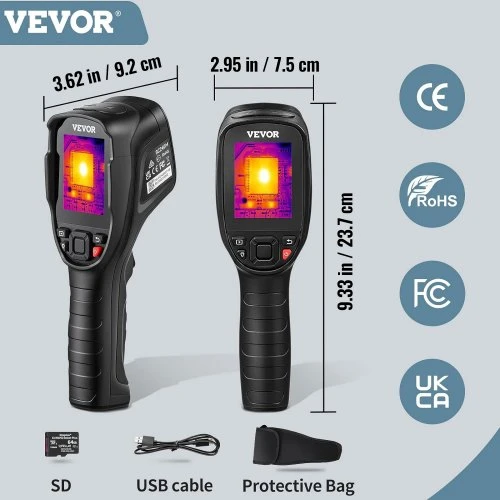 VEVOR Terminio vaizdo kamera, 320 x 240 pikselių super raiška, 25 Hz, 64 GB SD kortelė, įkraunama Li-ion baterija