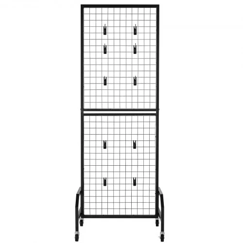 VEVOR Tinklelinė sieninė panelė, 600 x 1640 mm, ant ratukų, 10 kabliukų, juoda