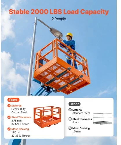 Koduva VEVOR tinklelinė telehandlerio darbo platforma, 1817 x 1220 mm, 907,18 kg, anglinio plieno