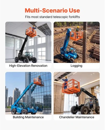 Koduva VEVOR tinklelinė telehandlerio darbo platforma, 1817 x 1220 mm, 907,18 kg, anglinio plieno