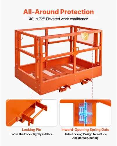 Koduva VEVOR tinklelinė telehandlerio darbo platforma, 1817 x 1220 mm, 907,18 kg, anglinio plieno