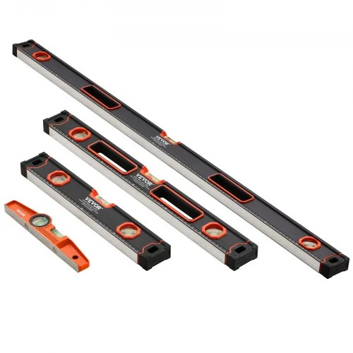 Koduva VEVOR torpedinių gulsčiukų rinkinys, 4 vnt., aliuminis, juoda/oranžinė, 25/40/60/120 cm