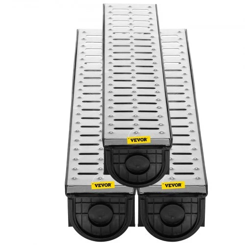 VEVOR Tranšėjinis drenažo sistema su metalinėmis grotelėmis, 150x130 mm, 3 vnt.