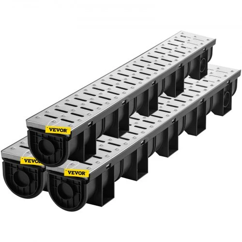 VEVOR Tranšėjinis drenažo sistema su metalinėmis grotelėmis, 150x130 mm, 3 vnt.