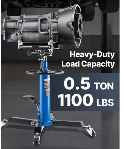 VEVOR Transmisijos domkratas, 0,5 t / 1100 lb, hidraulinis teleskopinis, 2 pakopų, mėlynas
