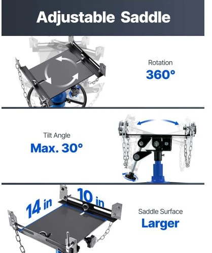 VEVOR Transmisijos domkratas, 0,5 t / 1100 lb, hidraulinis teleskopinis, 2 pakopų, mėlynas