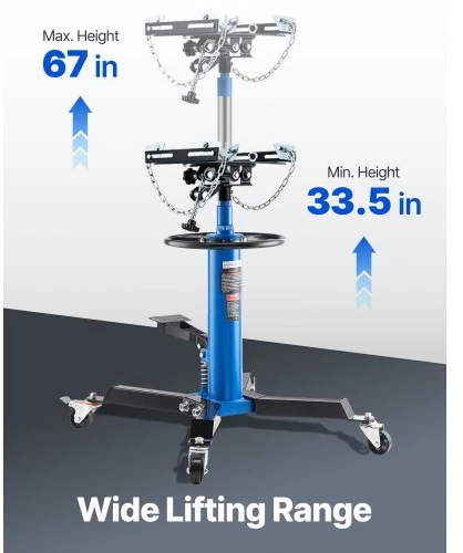 VEVOR Transmisijos domkratas, 0,5 t / 1100 lb, hidraulinis teleskopinis, 2 pakopų, mėlynas