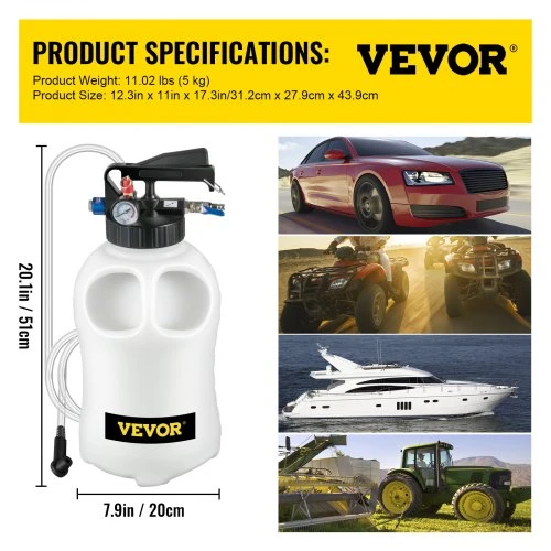 VEVOR Transmisijos skysčio pompa, 2 krypčių ATF pildymo sistema, 10 l, su 14 adapterių