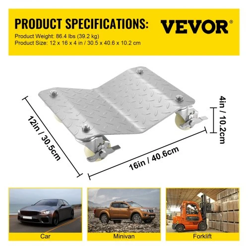 VEVOR Transportavimo vežimėlis ratams – 2 vnt., 500 kg kiekvienam