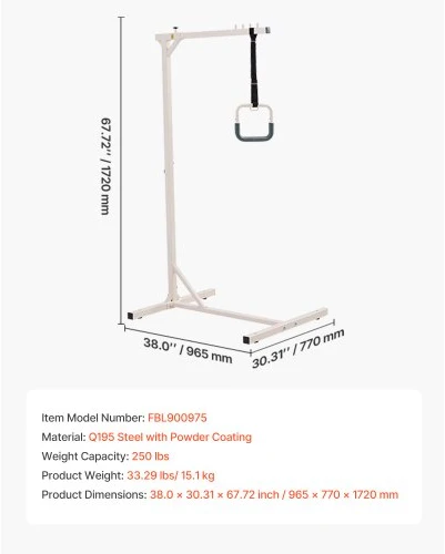 VEVOR Trapecijos strypas lovos mobilumui, laisvai pastatomas, 250 lb, plieno