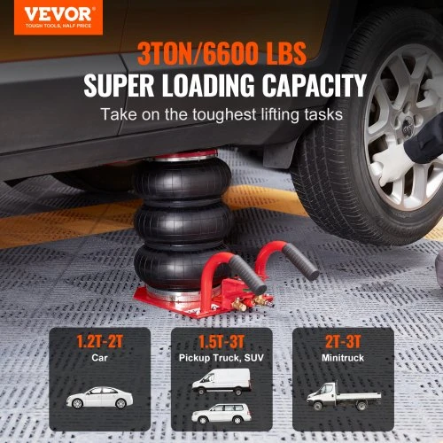 VEVOR Trigubos oro pagalvės keltuvas, 3 t/6600 lb, pneumatiniam automobilio ir SUV kėlimui