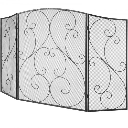 VEVOR Trijų panelių židinio apsauginis ekranas, 122 x 76,7 cm, juodas