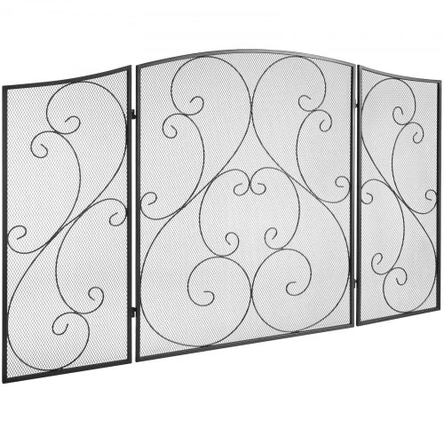VEVOR Trijų panelių židinio apsauginis ekranas, 122 x 76,7 cm, juodas