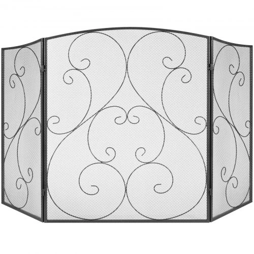 VEVOR Trijų panelių židinio apsauginis ekranas, 122 x 76,7 cm, juodas
