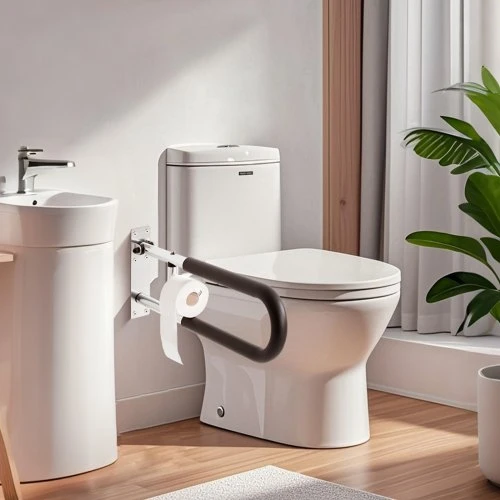 Koduva VEVOR tualeto saugos turėklas, 30 colių U formos atlenkiamas atraminis turėklas, 300 lb